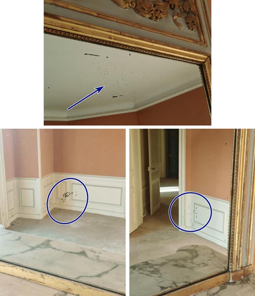 Trumeau doré d'époque Louis XVI ornée d'une guirlande de fleurs Trumeau doré d'époque Louis XVI ornée d'une guirlande de fleurs-7