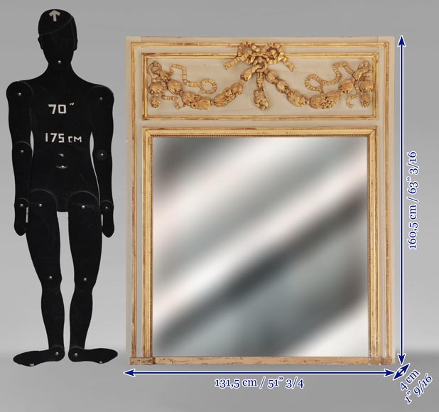 Trumeau doré d'époque Louis XVI ornée d'une guirlande de fleurs Trumeau doré d'époque Louis XVI ornée d'une guirlande de fleurs-8