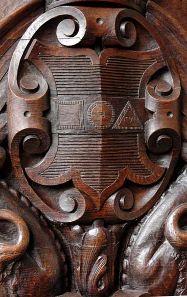 Grande cheminée ancienne à hotte en chêne  Grande cheminée ancienne à hotte en chêne -3