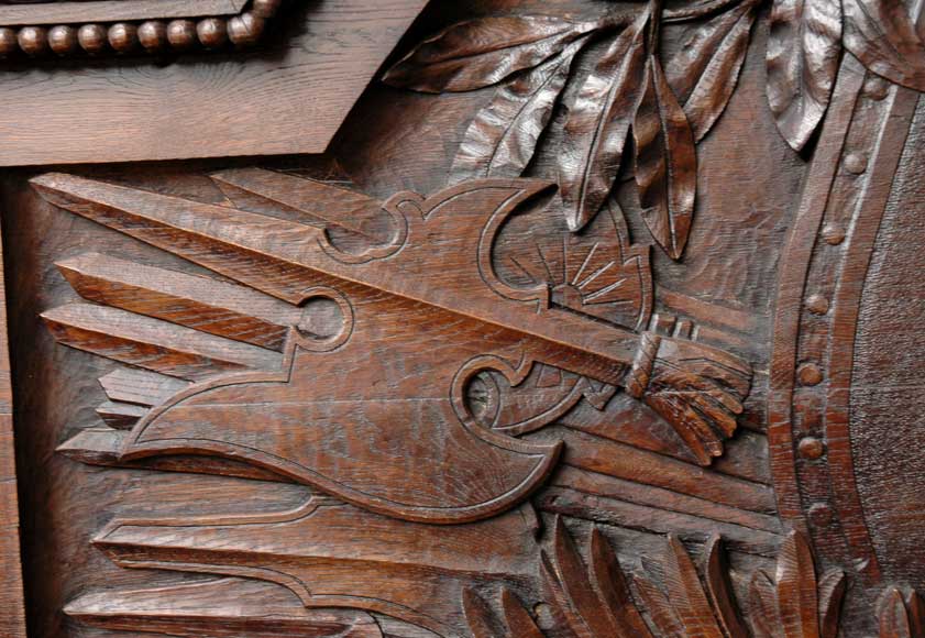 Grande cheminée ancienne à hotte en chêne  Grande cheminée ancienne à hotte en chêne -4