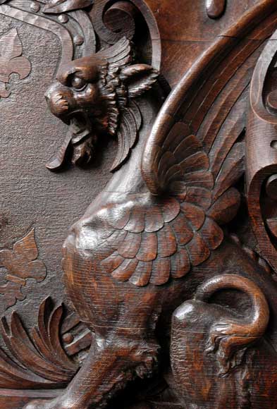 Grande cheminée ancienne à hotte en chêne  Grande cheminée ancienne à hotte en chêne -5