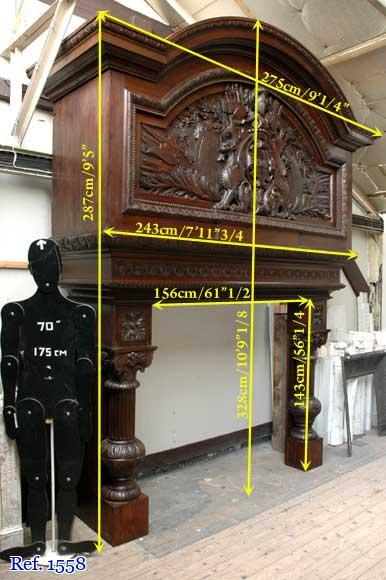 Grande cheminée ancienne à hotte en chêne  Grande cheminée ancienne à hotte en chêne -13