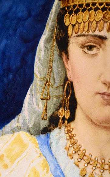 B&Cie (porcelaine), Charles POYARD (estampeur), Félix FLICK (peintre), Plat d’ornement au portrait d’une Berbère dans son cadre en bois, 1878 B&Cie (porcelaine), Charles POYARD (estampeur), Félix FLICK (peintre), Plat d’ornement au portrait d’une Berbère dans son cadre en bois, 1878-3