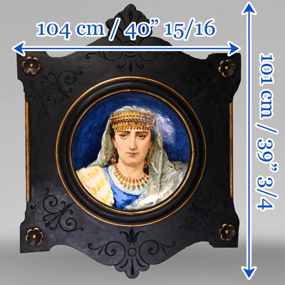 B&Cie (porcelaine), Charles POYARD (estampeur), Félix FLICK (peintre), Plat d’ornement au portrait d’une Berbère dans son cadre en bois, 1878 B&Cie (porcelaine), Charles POYARD (estampeur), Félix FLICK (peintre), Plat d’ornement au portrait d’une Berbère dans son cadre en bois, 1878-11