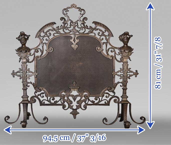 Pare-étincelle à heaumes en bronze, XIXe siècle Pare-étincelle à heaumes en bronze, XIXe siècle-10