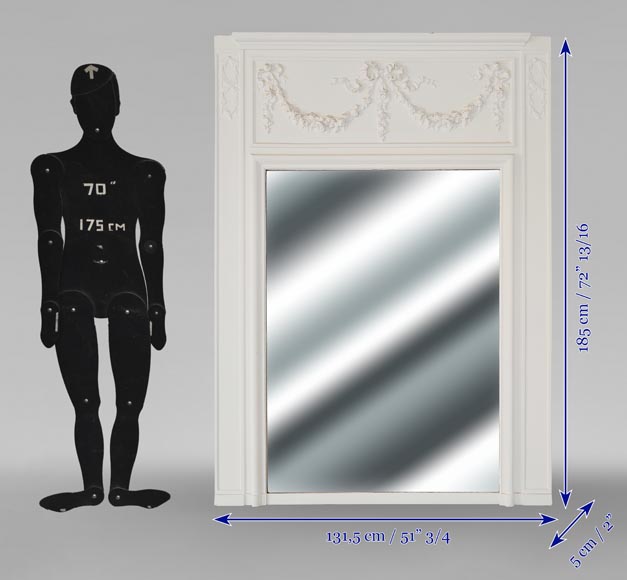 Trumeau de style Louis XVI orné de guirlande de fleur Trumeau de style Louis XVI orné de guirlande de fleur-7