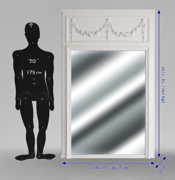 Trumeau de style Louis XVI décoré d'une guirlande de fleurs Trumeau de style Louis XVI décoré d'une guirlande de fleurs-5