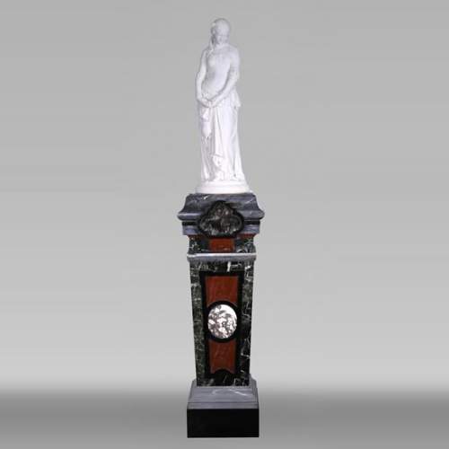 Ensemble unique : statue de Marguerite d'Emile André BOISSEAU sur son riche piédestal Méphistophélès, après le Salon des artistes français de 1872
