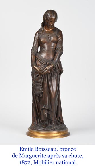 Ensemble unique : statue de Marguerite d'Emile André BOISSEAU sur son riche piédestal Méphistophélès, après le Salon des artistes français de 1872 Ensemble unique : statue de Marguerite d'Emile André BOISSEAU sur son riche piédestal Méphistophélès, après le Salon des artistes français de 1872-20