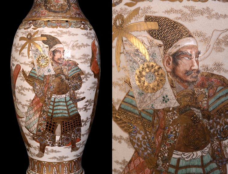 Paire de Lampes à Huile en Faïence de Satsuma et Globes en Opaline de Baccarat – Seconde Moitié du XIXe Siècle Paire de Lampes à Huile en Faïence de Satsuma et Globes en Opaline de Baccarat – Seconde Moitié du XIXe Siècle-8