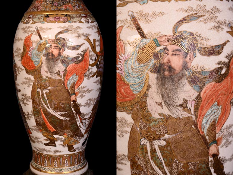 Paire de Lampes à Huile en Faïence de Satsuma et Globes en Opaline de Baccarat – Seconde Moitié du XIXe Siècle Paire de Lampes à Huile en Faïence de Satsuma et Globes en Opaline de Baccarat – Seconde Moitié du XIXe Siècle-9