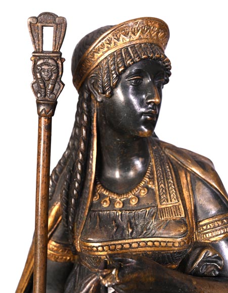 Emile Hébert et Georges Servant, Pendule de style Égyptomanie, XIXe siècle Emile Hébert et Georges Servant, Pendule de style Égyptomanie, XIXe siècle-4