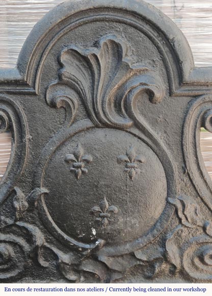 Petite plaque d'époque Louis XV aux fleurs de lys et palmettes Petite plaque d'époque Louis XV aux fleurs de lys et palmettes-1