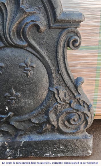 Petite plaque d'époque Louis XV aux fleurs de lys et palmettes Petite plaque d'époque Louis XV aux fleurs de lys et palmettes-2