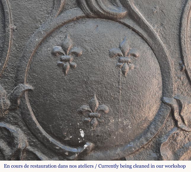 Petite plaque d'époque Louis XV aux fleurs de lys et palmettes Petite plaque d'époque Louis XV aux fleurs de lys et palmettes-5