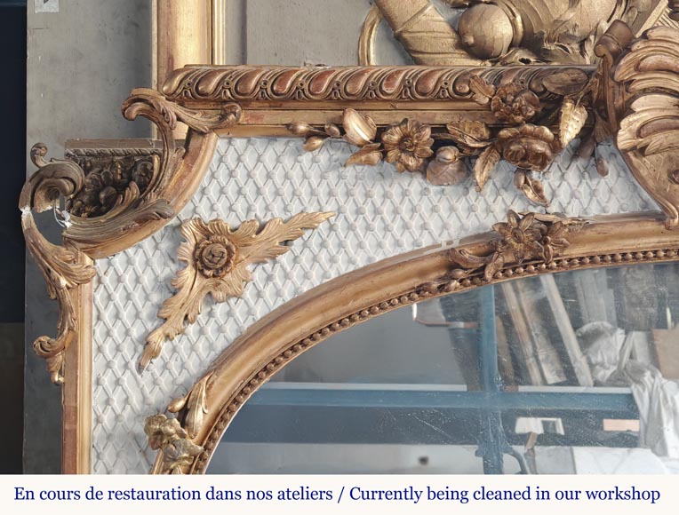 Trumeau de style Napoléon III , double patine peint et doré et peint Trumeau de style Napoléon III , double patine peint et doré et peint-2