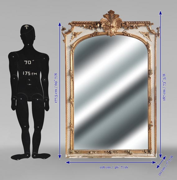 Trumeau de style Napoléon III , double patine peint et doré et peint Trumeau de style Napoléon III , double patine peint et doré et peint-8