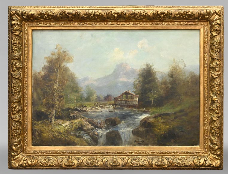 GODCHAUX – Panorama du cirque de Gavarnie, huile sur toile signée GODCHAUX – Panorama du cirque de Gavarnie, huile sur toile signée-0