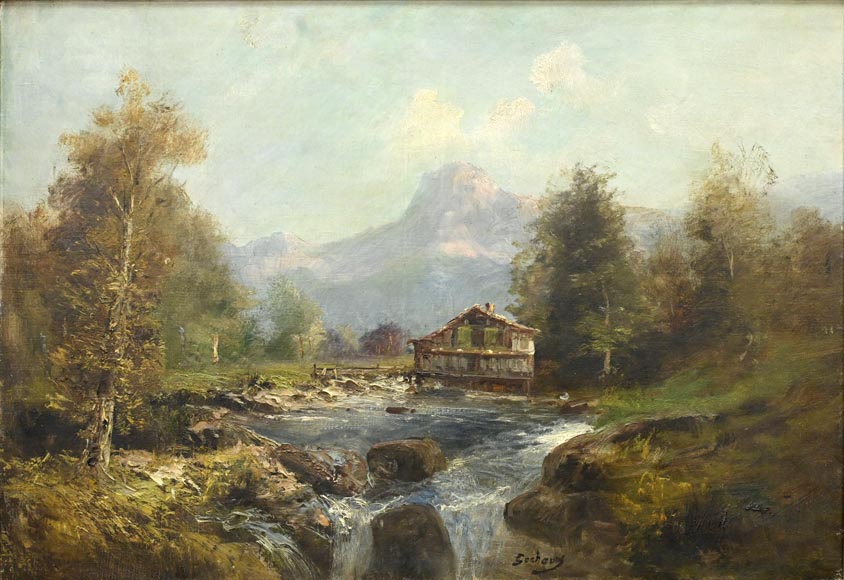 GODCHAUX – Panorama du cirque de Gavarnie, huile sur toile signée GODCHAUX – Panorama du cirque de Gavarnie, huile sur toile signée-1