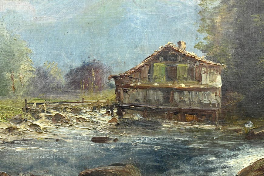 GODCHAUX – Panorama du cirque de Gavarnie, huile sur toile signée GODCHAUX – Panorama du cirque de Gavarnie, huile sur toile signée-2