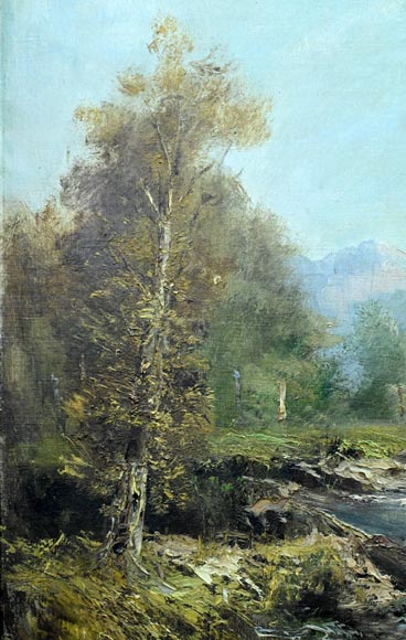 GODCHAUX – Panorama du cirque de Gavarnie, huile sur toile signée GODCHAUX – Panorama du cirque de Gavarnie, huile sur toile signée-4