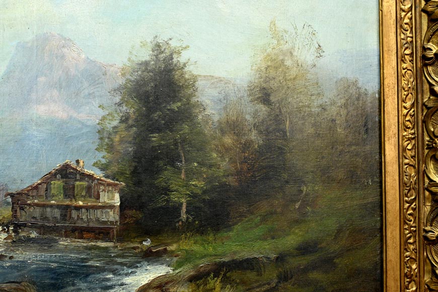 GODCHAUX – Panorama du cirque de Gavarnie, huile sur toile signée GODCHAUX – Panorama du cirque de Gavarnie, huile sur toile signée-5