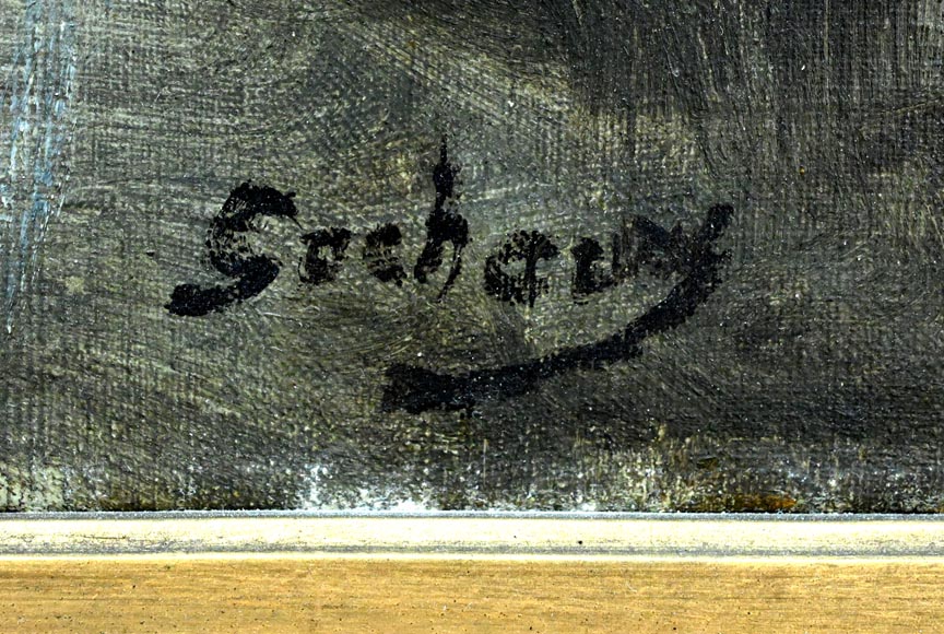 GODCHAUX – Panorama du cirque de Gavarnie, huile sur toile signée GODCHAUX – Panorama du cirque de Gavarnie, huile sur toile signée-8