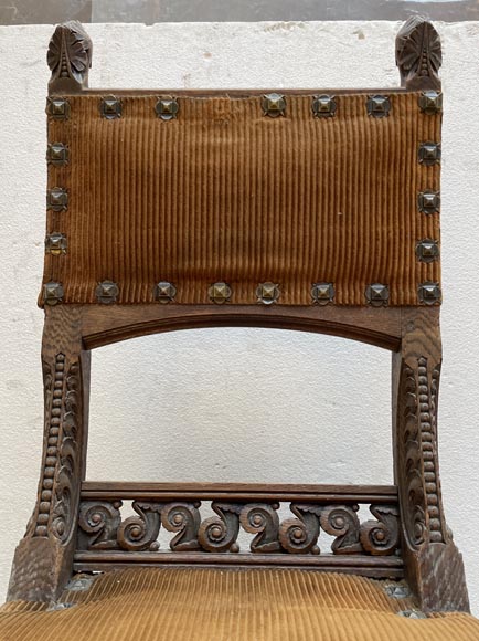 Eugène GRASSET (dessinateur) et FULGRAFF (ébéniste), série de 6 chaises en chêne sculpté, Paris, 1880–1885 Eugène GRASSET (dessinateur) et FULGRAFF (ébéniste), série de 6 chaises en chêne sculpté, Paris, 1880–1885-6