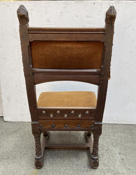 Eugène GRASSET (dessinateur) et FULGRAFF (ébéniste), série de 6 chaises en chêne sculpté, Paris, 1880–1885 Eugène GRASSET (dessinateur) et FULGRAFF (ébéniste), série de 6 chaises en chêne sculpté, Paris, 1880–1885-11