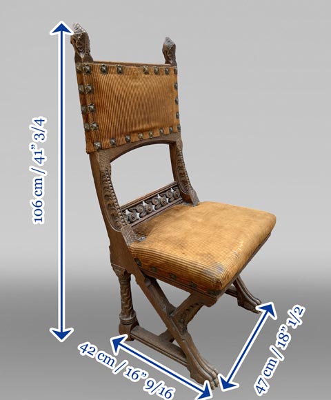 Eugène GRASSET (dessinateur) et FULGRAFF (ébéniste), série de 6 chaises en chêne sculpté, Paris, 1880–1885 Eugène GRASSET (dessinateur) et FULGRAFF (ébéniste), série de 6 chaises en chêne sculpté, Paris, 1880–1885-12