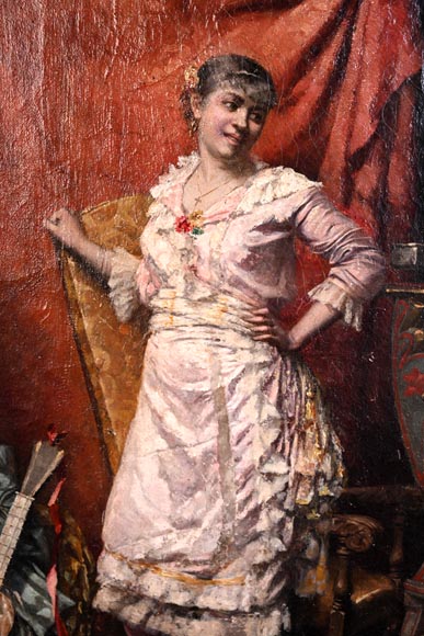 Jeune femme au cacatoès — Peinture de Joseph Henri CONDAMIN Jeune femme au cacatoès — Peinture de Joseph Henri CONDAMIN-2