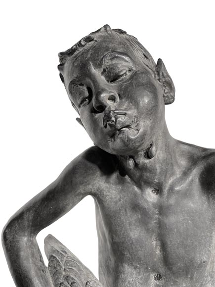 Statue de fontaine en bronze, Italie, XIXe siècle Satyre tenant des canards Statue de fontaine en bronze, Italie, XIXe siècle Satyre tenant des canards-4