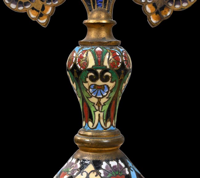 Miroir de table en bronze doré et émail champlevé, signé « Maison Alphonse GIROUX, Paris » Miroir de table en bronze doré et émail champlevé, signé « Maison Alphonse GIROUX, Paris »-5