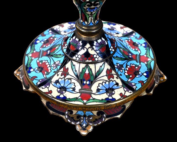 Miroir de table en bronze doré et émail champlevé, signé « Maison Alphonse GIROUX, Paris » Miroir de table en bronze doré et émail champlevé, signé « Maison Alphonse GIROUX, Paris »-6