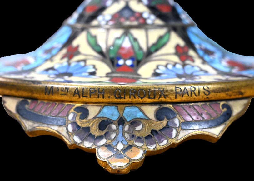 Miroir de table en bronze doré et émail champlevé, signé « Maison Alphonse GIROUX, Paris » Miroir de table en bronze doré et émail champlevé, signé « Maison Alphonse GIROUX, Paris »-7