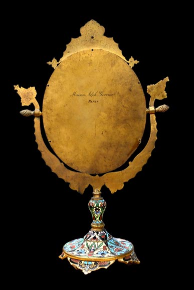 Miroir de table en bronze doré et émail champlevé, signé « Maison Alphonse GIROUX, Paris » Miroir de table en bronze doré et émail champlevé, signé « Maison Alphonse GIROUX, Paris »-8