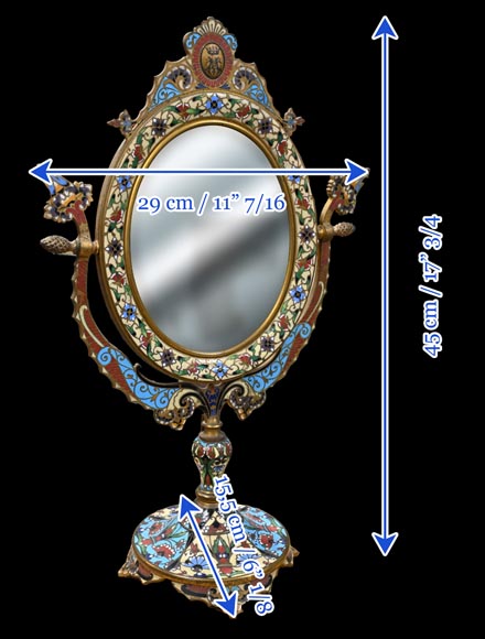 Miroir de table en bronze doré et émail champlevé, signé « Maison Alphonse GIROUX, Paris » Miroir de table en bronze doré et émail champlevé, signé « Maison Alphonse GIROUX, Paris »-10