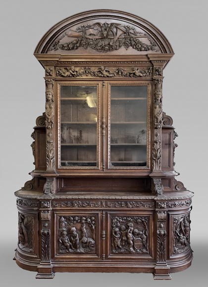 Grand buffet en chêne de style Napoléon III – Thématique des Quatre Saisons Grand buffet en chêne de style Napoléon III – Thématique des Quatre Saisons-0