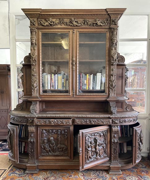 Grand buffet en chêne de style Napoléon III – Thématique des Quatre Saisons Grand buffet en chêne de style Napoléon III – Thématique des Quatre Saisons-1