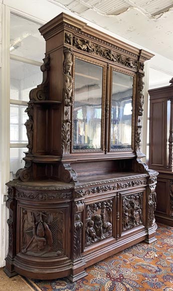 Grand buffet en chêne de style Napoléon III – Thématique des Quatre Saisons Grand buffet en chêne de style Napoléon III – Thématique des Quatre Saisons-2