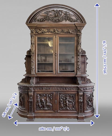 Grand buffet en chêne de style Napoléon III – Thématique des Quatre Saisons Grand buffet en chêne de style Napoléon III – Thématique des Quatre Saisons-12