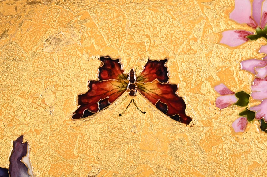 Félix Optat MILET, Grand plat émaillé sur un fond or, XIXe Félix Optat MILET, Grand plat émaillé sur un fond or, XIXe-1