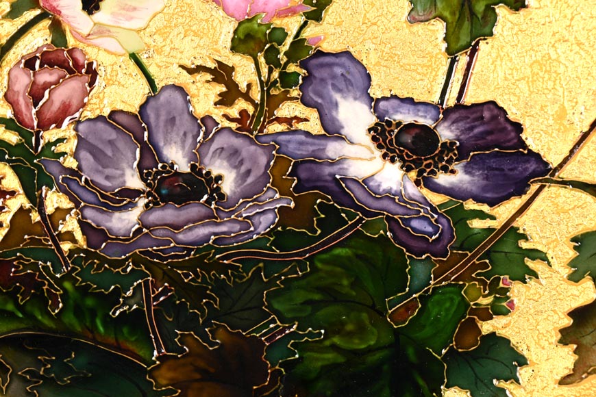 Félix Optat MILET, Grand plat émaillé sur un fond or, XIXe Félix Optat MILET, Grand plat émaillé sur un fond or, XIXe-4