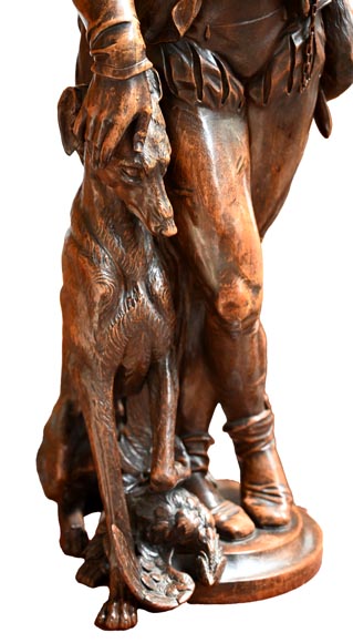 RIBAILLER et MAZAROZ, Paire de statues en noyer d’un chasseur et d’un pêcheur, après l’Exposition universelle de 1855 RIBAILLER et MAZAROZ, Paire de statues en noyer d’un chasseur et d’un pêcheur, après l’Exposition universelle de 1855-8