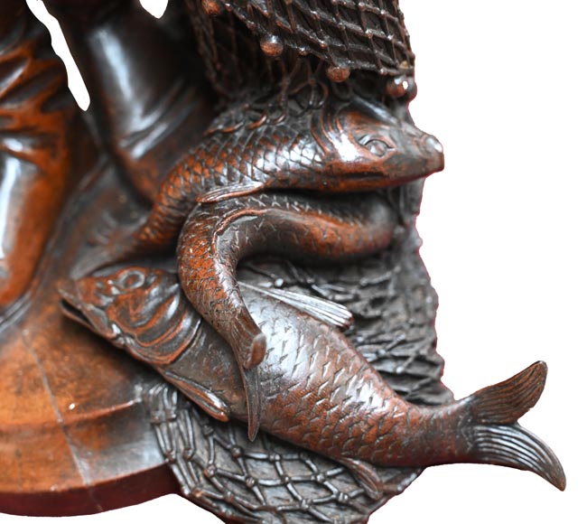 RIBAILLER et MAZAROZ, Paire de statues en noyer d’un chasseur et d’un pêcheur, après l’Exposition universelle de 1855 RIBAILLER et MAZAROZ, Paire de statues en noyer d’un chasseur et d’un pêcheur, après l’Exposition universelle de 1855-9