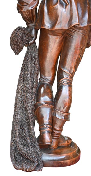 RIBAILLER et MAZAROZ, Paire de statues en noyer d’un chasseur et d’un pêcheur, après l’Exposition universelle de 1855 RIBAILLER et MAZAROZ, Paire de statues en noyer d’un chasseur et d’un pêcheur, après l’Exposition universelle de 1855-10