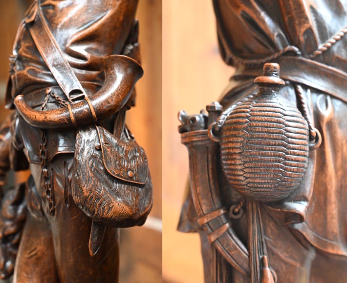 RIBAILLER et MAZAROZ, Paire de statues en noyer d’un chasseur et d’un pêcheur, après l’Exposition universelle de 1855 RIBAILLER et MAZAROZ, Paire de statues en noyer d’un chasseur et d’un pêcheur, après l’Exposition universelle de 1855-11