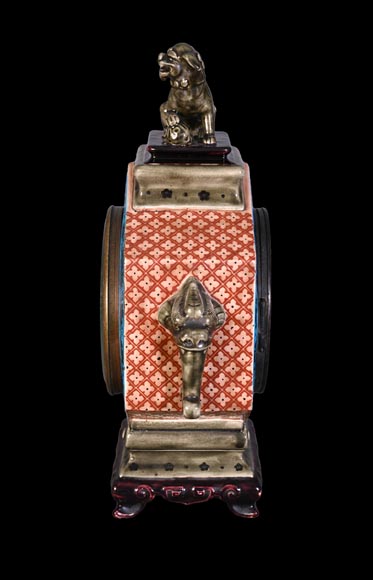 Jules VIEILLARD – Pendule au chien de Fô en faïence polychrome Jules VIEILLARD – Pendule au chien de Fô en faïence polychrome-4