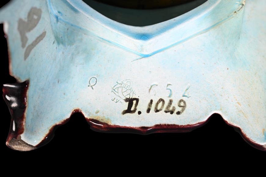 Jules VIEILLARD – Pendule au chien de Fô en faïence polychrome Jules VIEILLARD – Pendule au chien de Fô en faïence polychrome-9