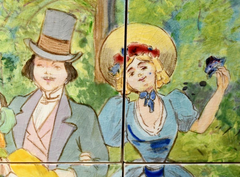 Faïencerie de Sarreguemines, Deux panneaux en céramique de scènes parisiennes, à partir de 1881 Faïencerie de Sarreguemines, Deux panneaux en céramique de scènes parisiennes, à partir de 1881-13